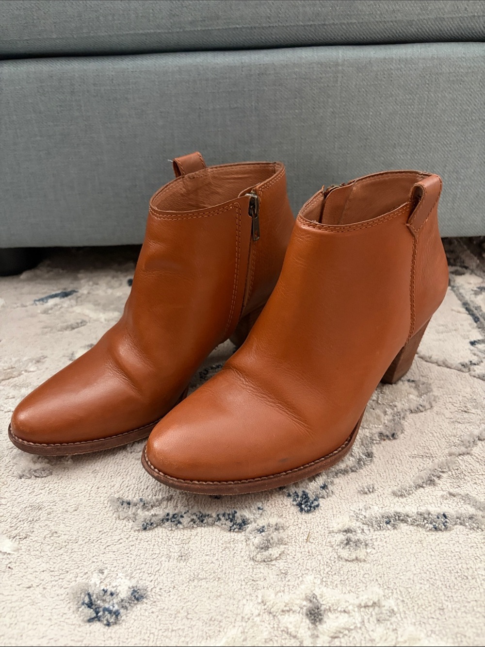 MADEWELL The Billy Brown Tan Leather Ankle Boots Classic Side-Zip Chelsea Style